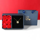 Colar Trevo de Coração + Caixa com 6 Rosas - FRETE GRÁTIS PARA TODO BRASIL